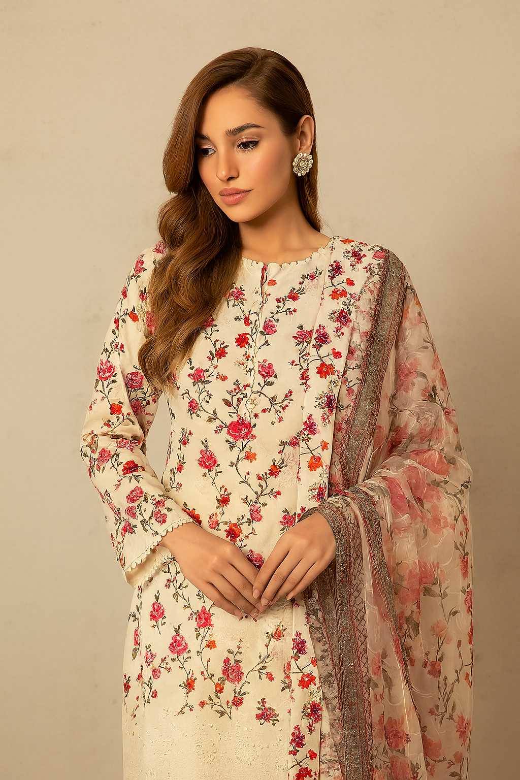 Blush Garden – 3PC Unstitched Suit