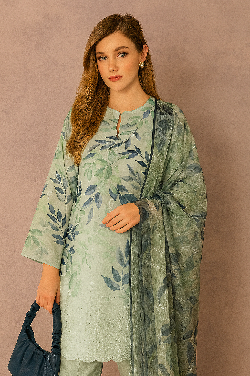 Moss Veil – 3PC Unstitched Suit